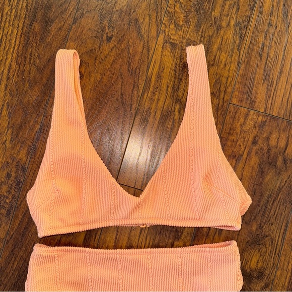 NWOT Aerie Orange Ribbed High Waisted Bikini XS - Picture 2 of 6